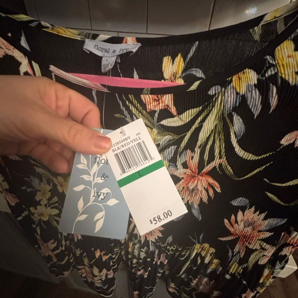 Floral Black Blouse by floral & ivy, NWT - Picture 5 of 7